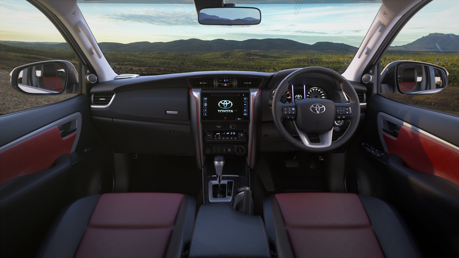 Toyota Fortuner Crusade Automatic Premium Interior Black Red Two Tone Leather Accented Interior Shepparton Toyota Customise